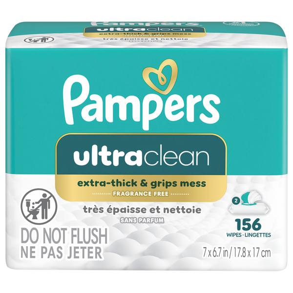 Pampers Ultraclean Baby Wipes Unscented - 2 pk