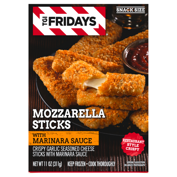 TGI Fridays Mozzarella Sticks with Marinara Sauce Snack Size Frozen