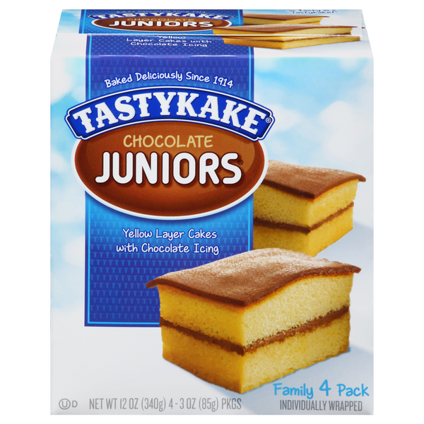 Save on Tastykake Chocolate Juniors Yellow Layer Cake Chocolate Iced