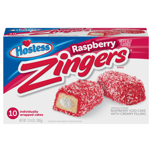 Hostess Zingers Iced Raspberry Snack Cakes - 10 ct