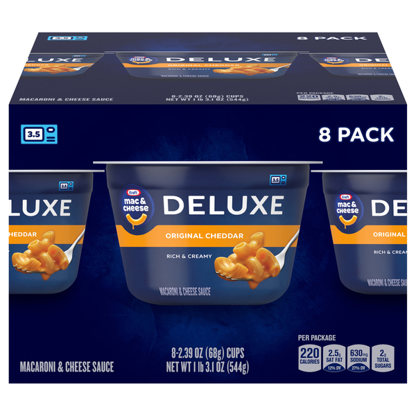 Kraft Deluxe Original Cheddar Mac & Cheese Dinner Microwaveable Cup - 8 ct