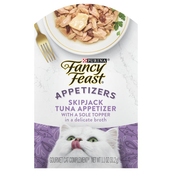 Fancy Feast Appetizers Cat Complement Skipjack Tuna with Sole Topper