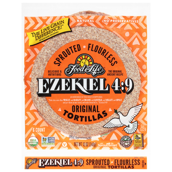 Food For Life Ezekiel 4:9 Sprouted Flourless Tortillas Frozen 8 Inch 6 ct