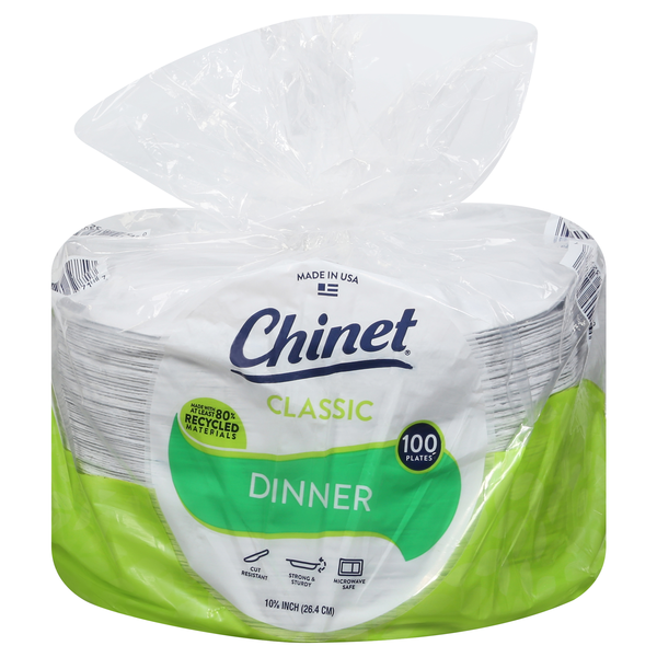 Chinet Classic Dinner Paper Plates 10 3/8 Inch