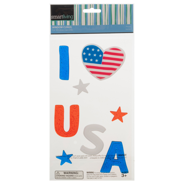 Smart Living Summer Window Clings I Heart USA Ages 3+