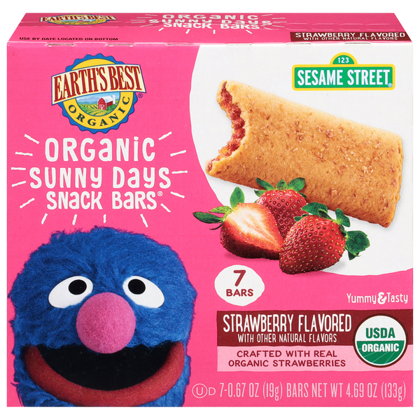 Earth's Best Organic Sesame Street Sunny Days Strawberry Snack Bars - 7 ct