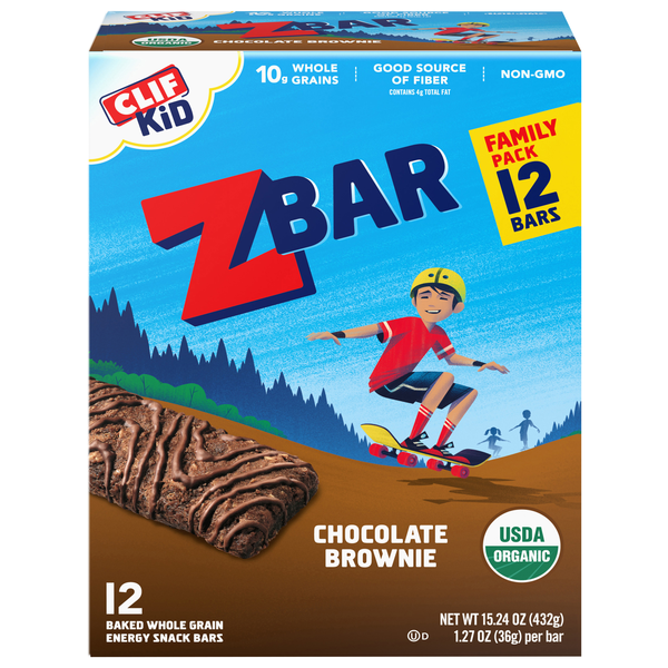 CLIF KID ZBAR Organic Chocolate Brownie Energy Snack Bar - 12 ct