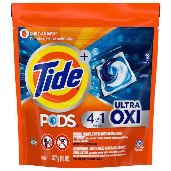 Tide + PODS 4-in-1 Ultra Oxi Laundry Detergent Pacs - 12 ct