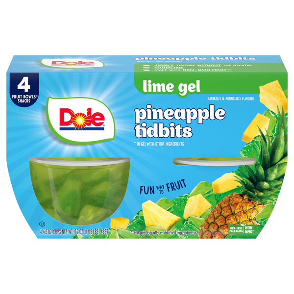 Dole Pineapple Fruit Cups in Lime Gel - 4 ct