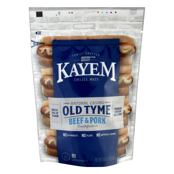 Kayem Natural Casing Old Tyme Beef & Pork Frankfurters - 10 ct