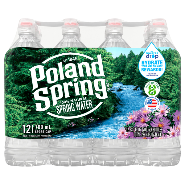 Poland Spring 100% Natural Spring Water Sport Bottles - 12 pk