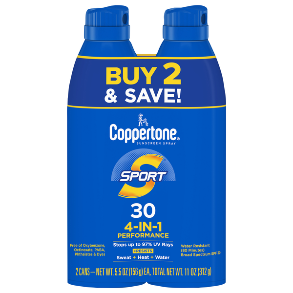 Coppertone Sport Performance Sunscreen Spray SPF 30 - 2 ct