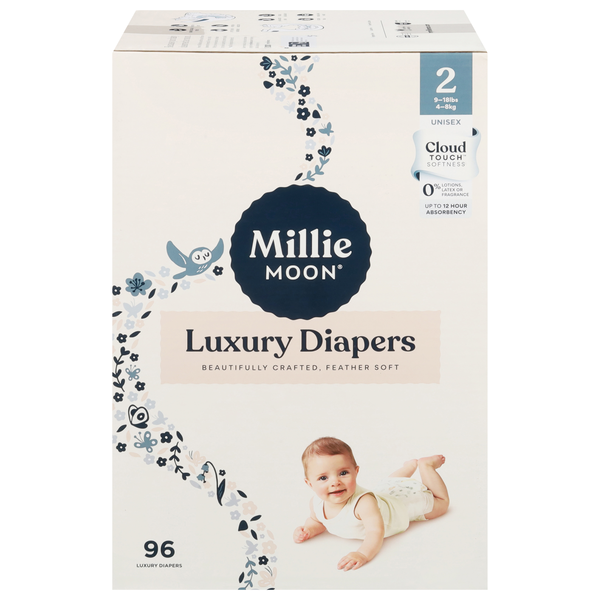 Millie Moon Unisex Luxury Size 2 Baby Diapers 12-18 lb