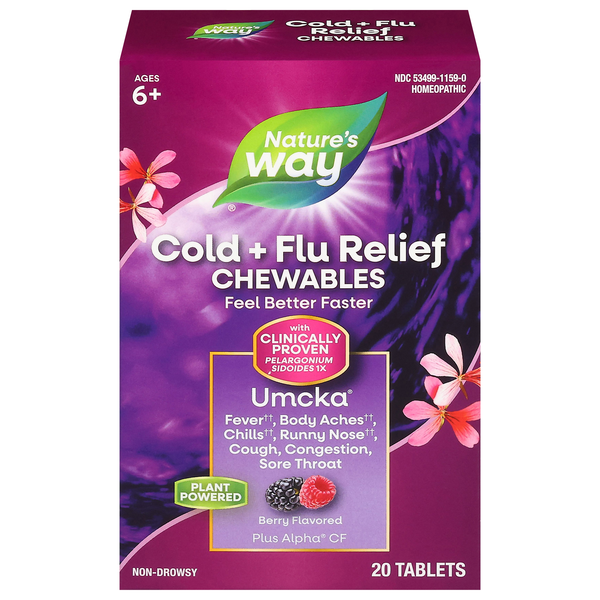Nature's Way Umcka Cold+Flu Chewable Tablets Berry Flavor
