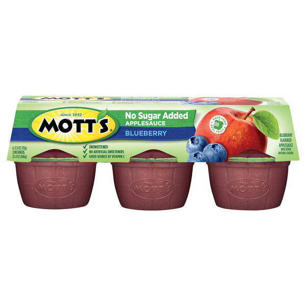 Mott's No Sugar Added Unsweetened Blueberry Applesauce Cups - 6 ct