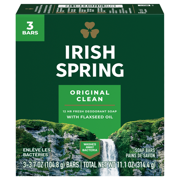 Irish Spring Original Clean Deodorant Soap Bars - 3 ct