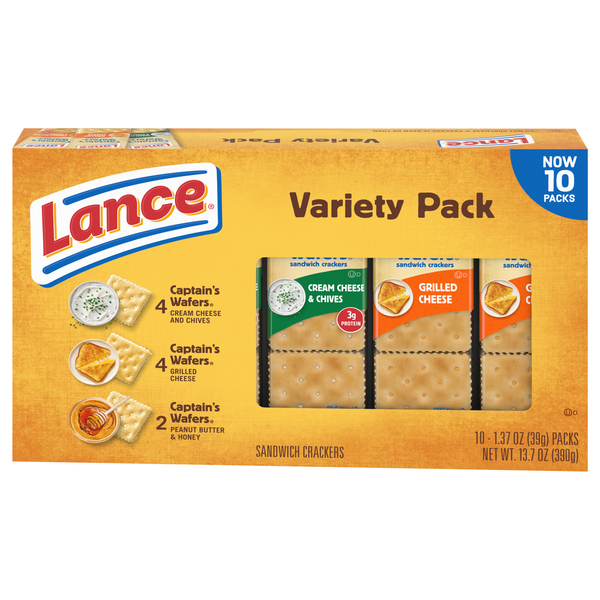 Lance Captain's Wafers Variety Pack Sandwich Crackers - 10 ct