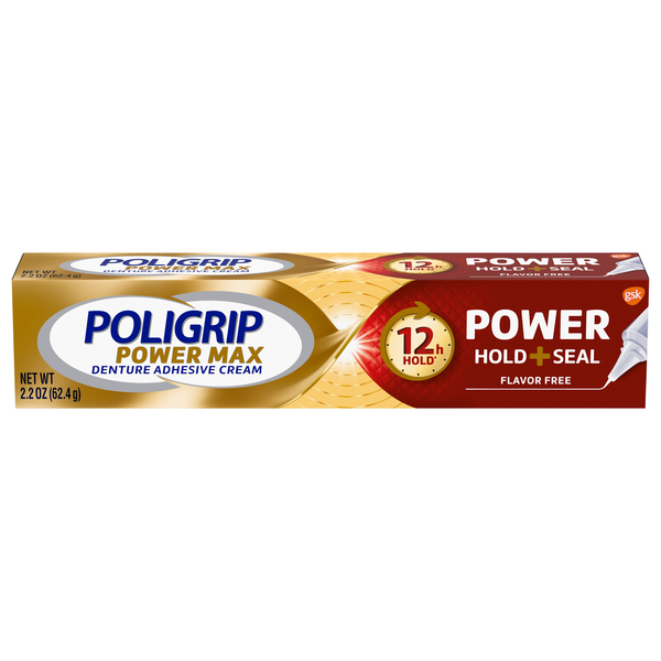 Poligrip Power Max Flavor Free Denture Adhesive Cream