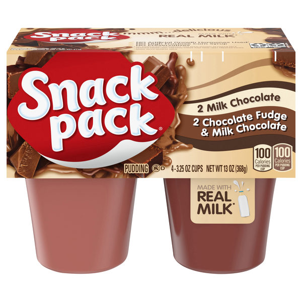 Snack Pack Milk Chocolate & Chocolate Fudge Pudding Cups - 4 ct