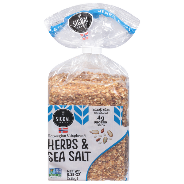 Sigdal Bakeri Gluten Free Herbs & Sea Salt Norwegian Crispbread Crackers