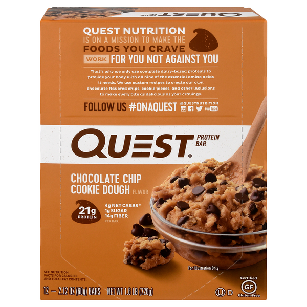 Save on Quest High Protein Bar Chocolate Chip Cookie Dough Low Carb Keto 12 ct Order Online