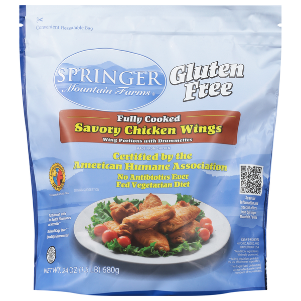 Springer Mountain Farms Gluten Free Savory Chicken Wings Frozen