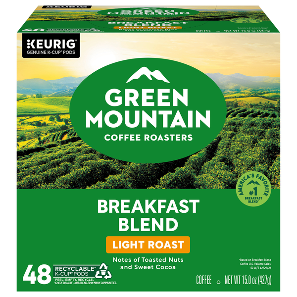 Green Mountain Breakfast Blend Light Roast K-Cup Coffee Pods