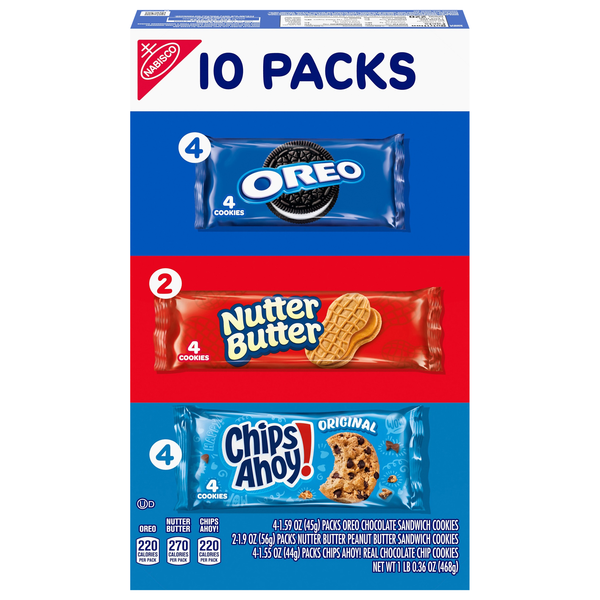 Nabisco Cookie Variety Pack (OREO/Nutter Butter/Chips Ahoy!) - 10 ct