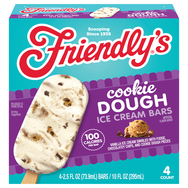 Friendly's Cookie Dough Ice Cream Bars - 4 ct