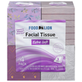 Food Lion Extra Soft White Unscented 3-Ply Facial Tissue 60 ct ea - 4 ct