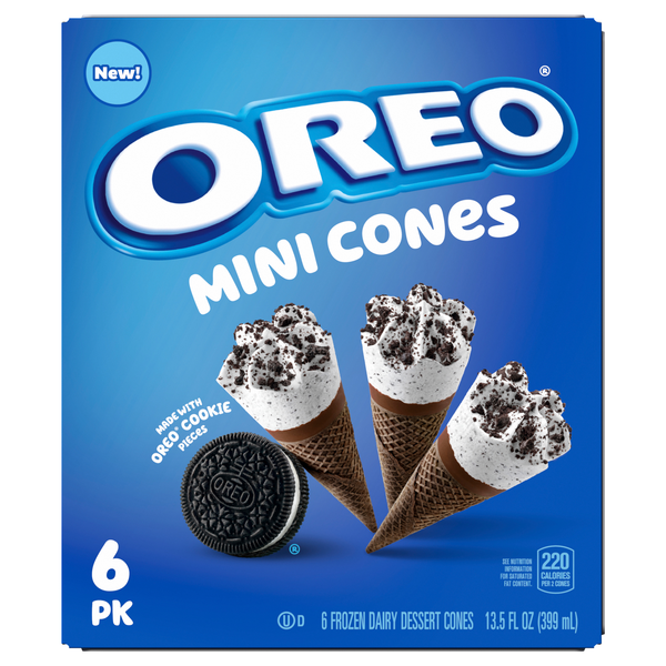 OREO Mini Frozen Dairy Dessert Cones - 6 ct