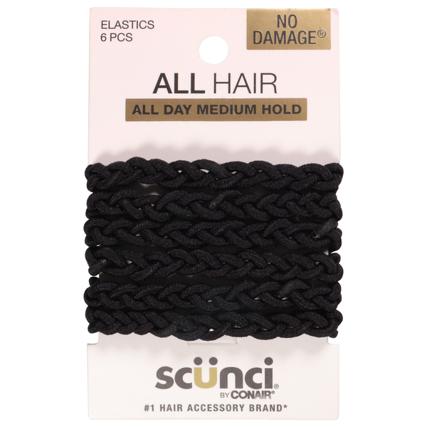 Scunci No Damage All Day Medium Hold Elastics Black
