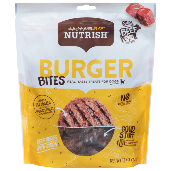 Save on Rachael Ray Dog Treats Burger Bites Beef with Bison Burger
