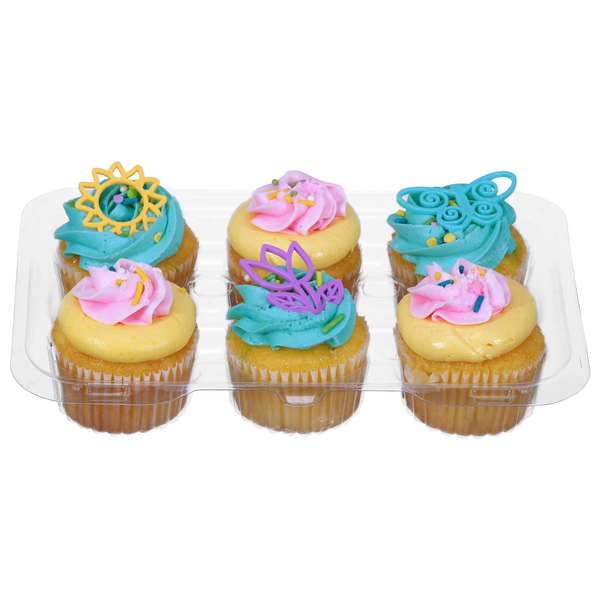 Food Lion Bakery Spring Yellow Cupcakes w/Traditional Vanilla Icing - 6 ct