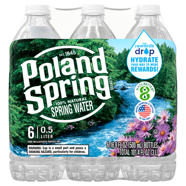 Poland Spring 100% Natural Spring Water - 6 pk