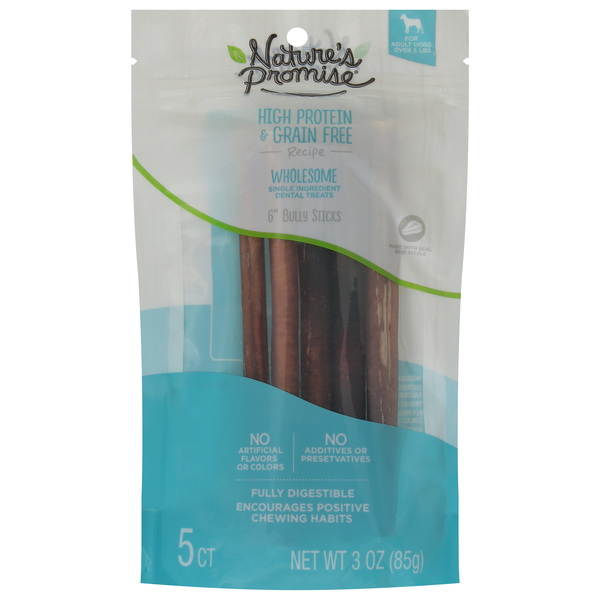 Nature's Promise High Protein & Grain Free Bully Sticks Dog Chews 6 Inch