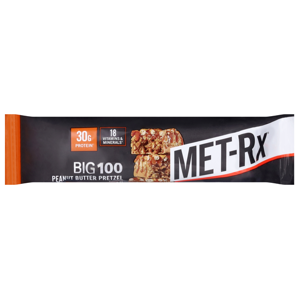 MET-Rx Big 100 Peanut Butter Pretzel 30g Protein Meal Replacement Bar