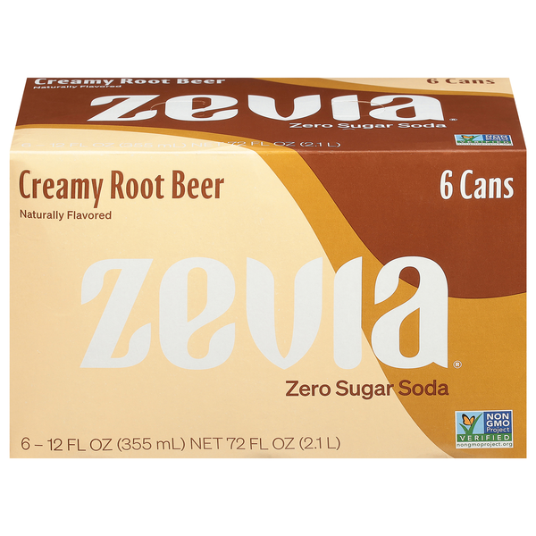 Zevia Zero Sugar Creamy Root Beer Soda - 6 pk