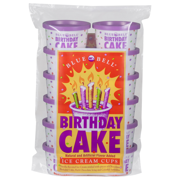 Blue Bell Birthday Cake Ice Cream Cups - 12 ct
