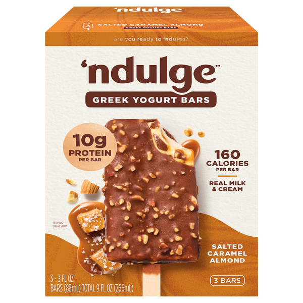 'Ndulge Salted Caramel Almond Protein Greek Yogurt Bars - 3 ct Frozen