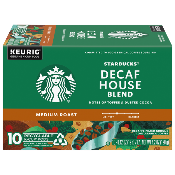 Save On Starbucks House Blend Medium Roast Coffee Decaf K Cups Order 