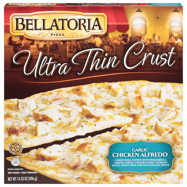 Bellatoria Ultra Thin Crust Garlic Chicken Alfredo Pizza Frozen