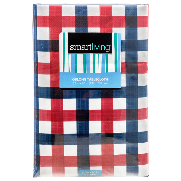 Smart Living Summer Oblong Tablecloth 52 X 90 Inch Plaid