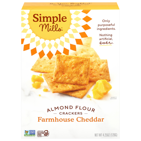 Simple Mills Gluten Free Farmhouse Cheddar Almond Flour Crackers