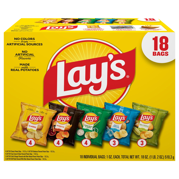 Lay's Potato Chips Variety Mix - 18 ct