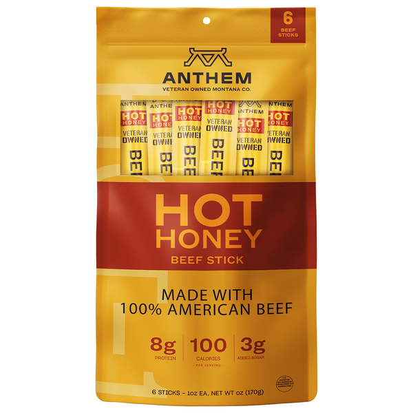 Anthem Hot Honey Beef Sticks - 6 ct