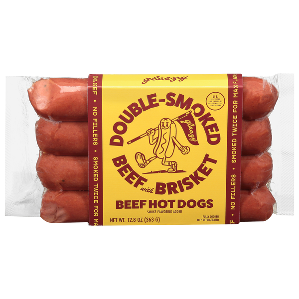 Gleezy Double-Smoked Beef with Brisket Hot Dogs - 8 ct