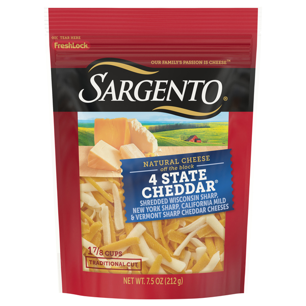 Sargento Off The Block Traditional Cut Shredded 4 State Cheddar Cheese