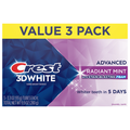 Crest 3D White Advanced Teeth Whitening Radiant Mint Toothpaste - 3 ct