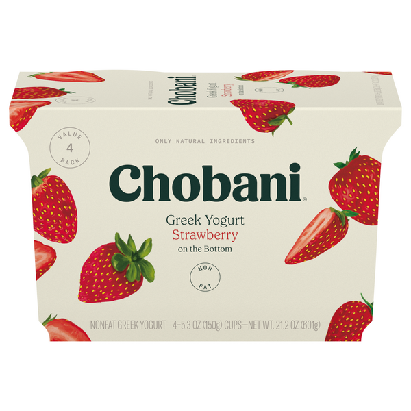 Chobani Non Fat Strawberry on the Bottom Greek Yogurt Cup - 4 ct